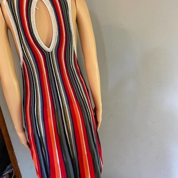 Boho Free People Striped Stretch Sheath Dress Tank 70s Retro - Sz Small - Picture 4 of 8